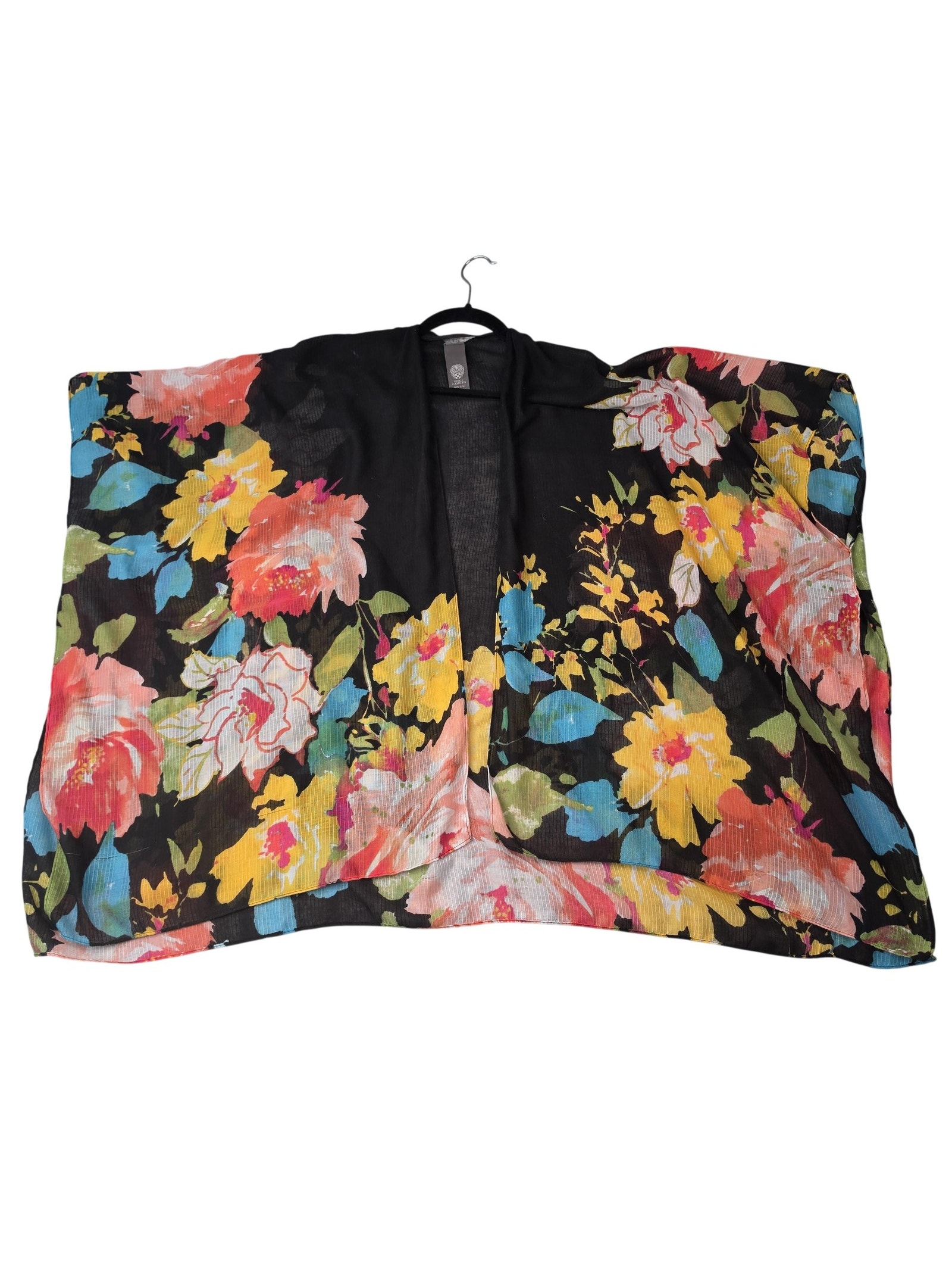 Vince Camuto Kimono Blouse Womens One Size Multicolor Floral Sheer Open Boho